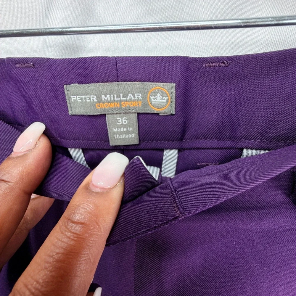 Peter Millar Crown Sport Mens Purple Performance Golf Shorts Size 36 Flat Front